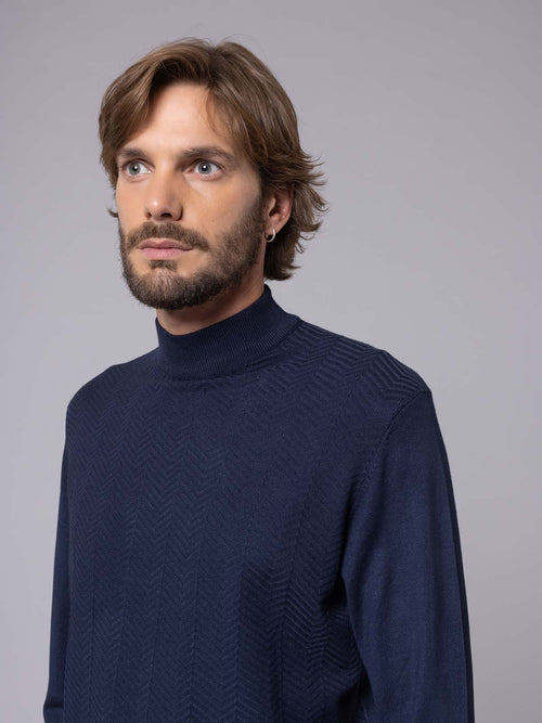 Maglia lupetto lavorazione Jacquard|Colore:Blu