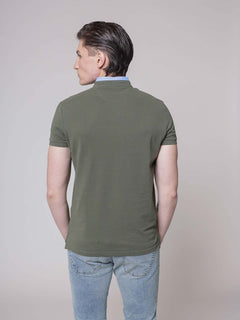 Polo collo coreana|Colore:Verde militare