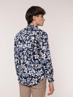 Camicia stampa floreale coreana|Colore:Blu