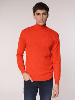 Maglia collo alto Jacquard|Colore:Arancio