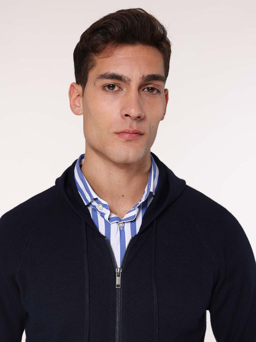 Maglia zip e cappuccio|Colore:Blu