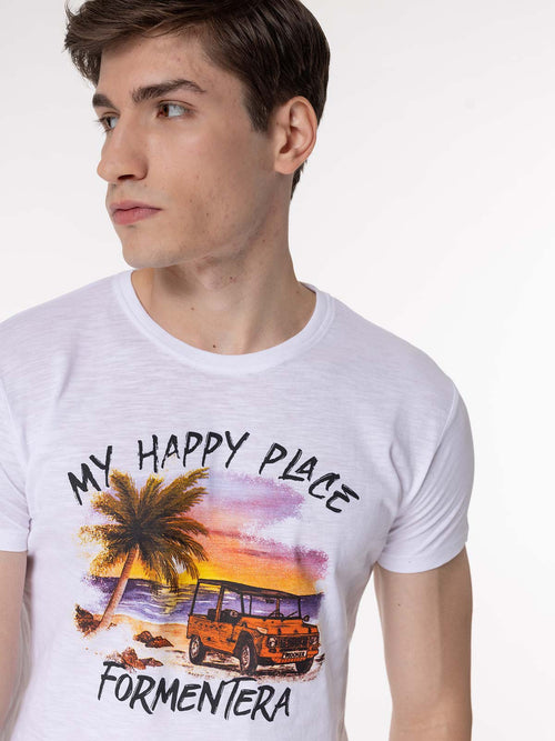 T-Shirt stampa Formentera|Colore:Bianco