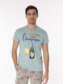 T-Shirt stampa champagne|Colore:Menta