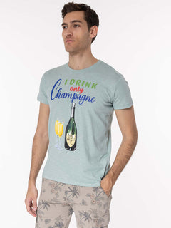 T-Shirt stampa champagne|Colore:Menta