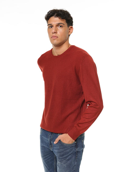 Maglia girocollo intarsio|Colore:Ruggine