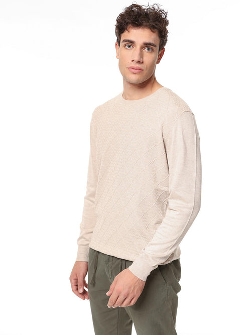 Maglia girocollo rombi|Colore:Beige melange