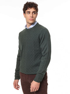 Maglia girocollo treccia|Colore:Verde militare