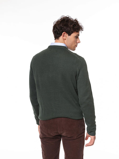 Maglia girocollo treccia|Colore:Verde militare