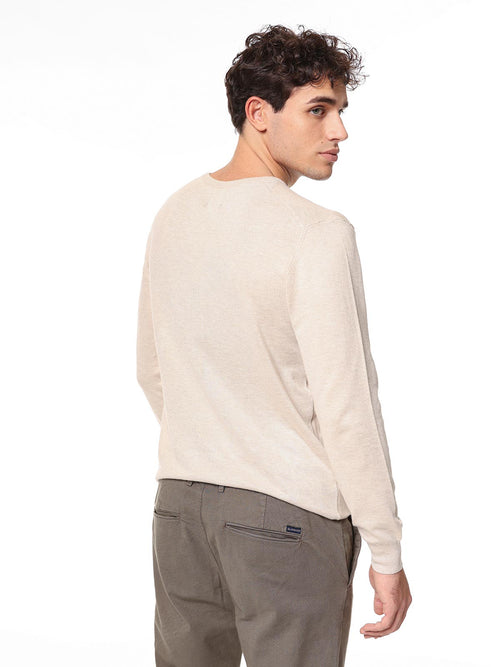 Maglia girocollo lavorazione intarsio|Colore:Beige melange